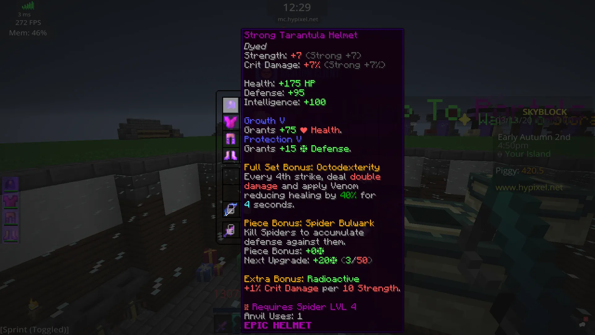 23479 tarantula helmet stats